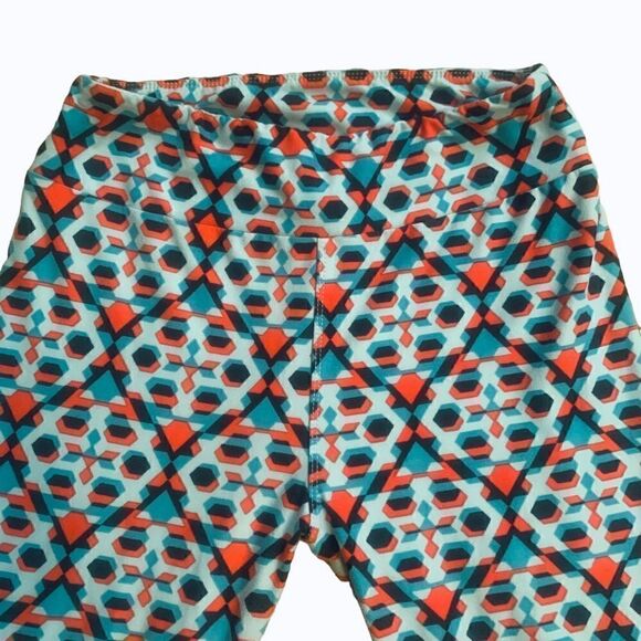Lularoe Blue Geometric Print Leggings Size OS - Picture 2 of 9